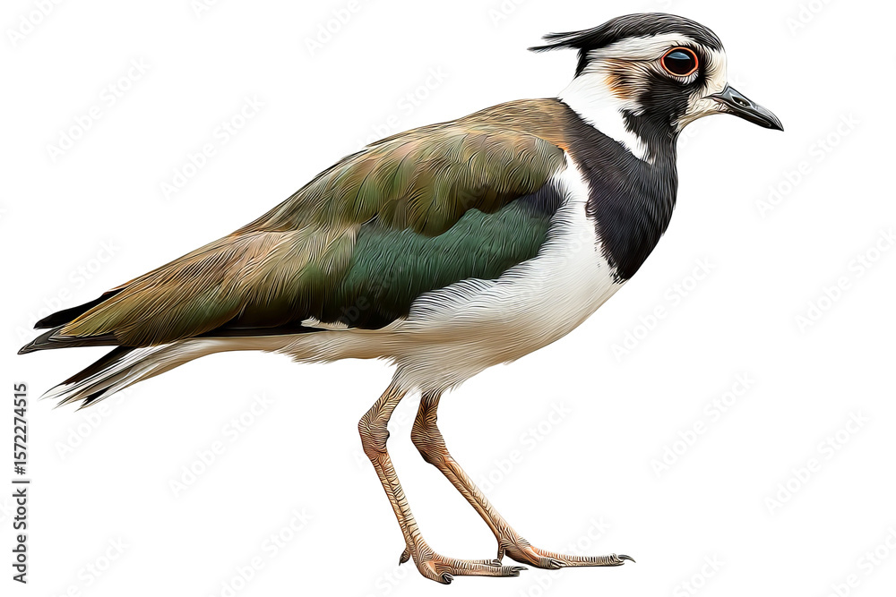 Obraz premium Lapwing bird isolated on transparent background in high resolution PNG style for easy cutout and design use