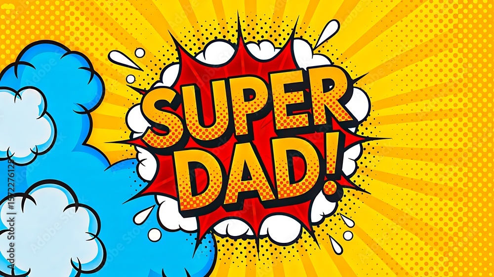 Fototapeta premium Super dad comic style illustration with explosion pop art design for father celebration 