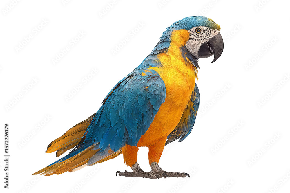Fototapeta premium Vibrant macaw parrot isolated on transparent background - high resolution PNG cutout for design projects