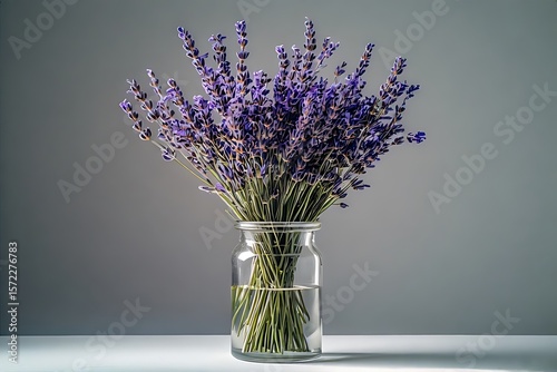 Lavender stalks in a glass vase