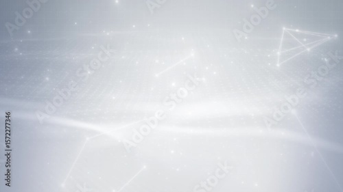 Clean modern digital technology motion background in white tones with abstract glowing dots, soft wave lines, and smooth network patterns for professional presentation and media design