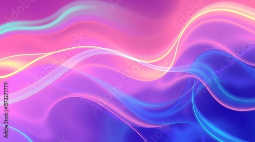 Wallpaper Mural Vivid curves interplay, abstract digital art in ethereal color blends Torontodigital.ca