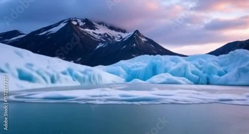 Wallpaper Mural Glacier landscape with snow-capped mountains and icy water Torontodigital.ca