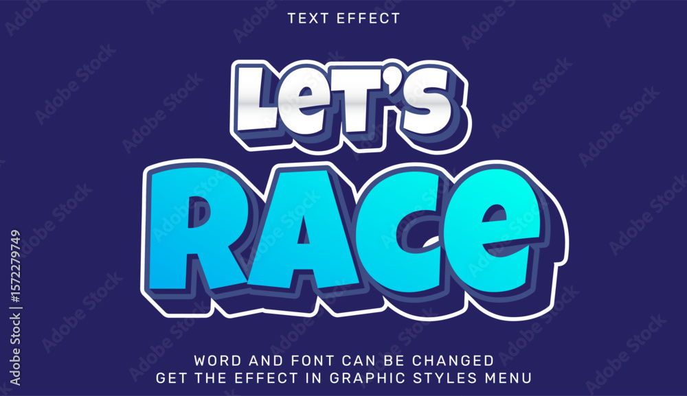 Fototapeta premium Lets race text effect in 3d design