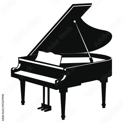 Elegant Grand Piano Silhouette Musical Instrument Art