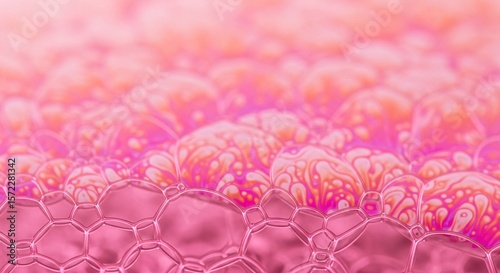 Pink bubbles create a captivating abstract pattern with intricate internal designs