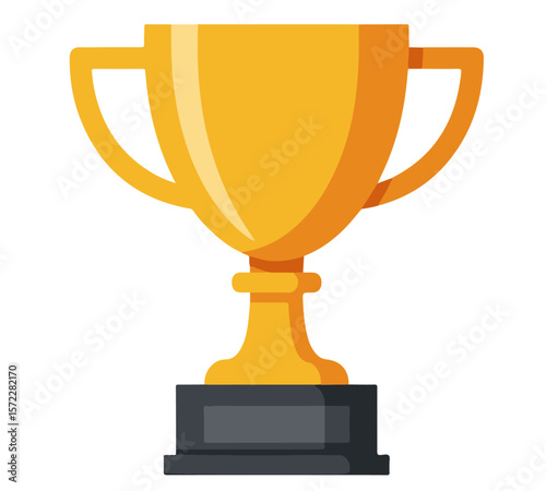 Golden Trophy Cup with Star Icon. Golden trophy cup with a star and sparkle, symbolizing victory, achievement, and excellence. Clean, flat design perfect for awards and competitions.