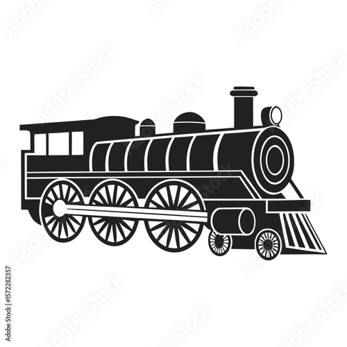 Train Engine Silhouette Icon — Bold Black Transport Vector
