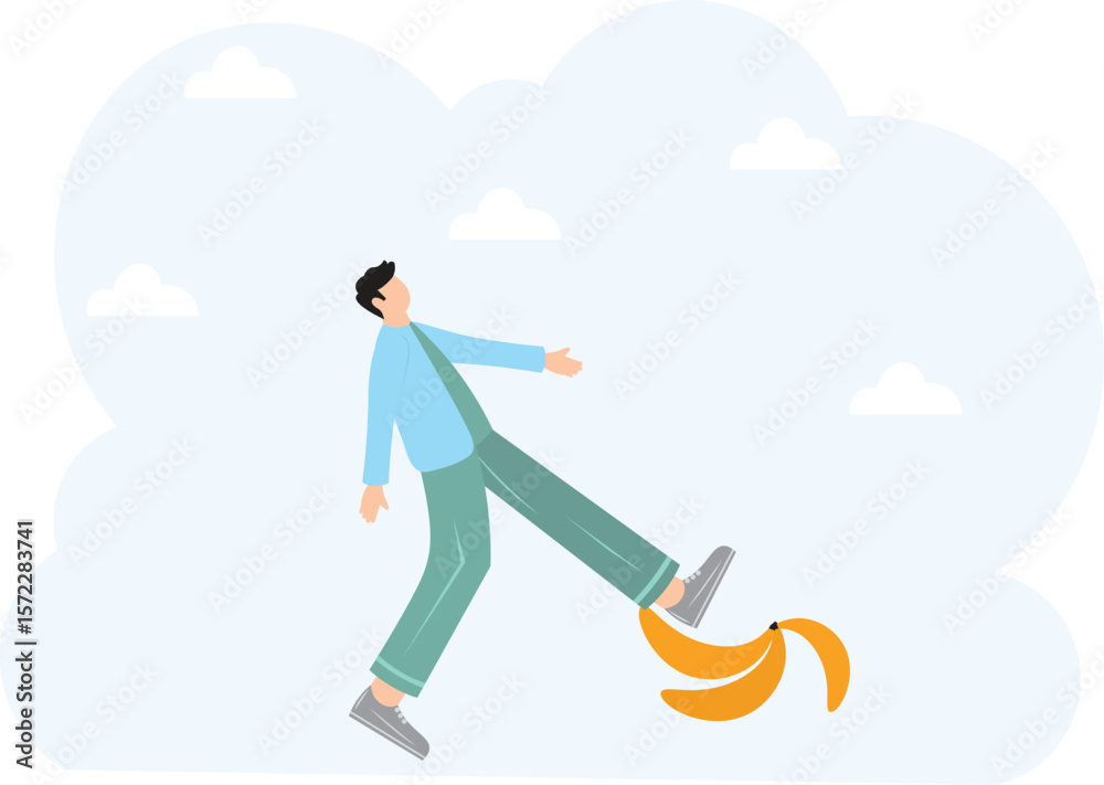 Obraz premium Avoid business mistake or failure, protect from accident or pitfall, insurance or warning in business risk and support in crisis concept. character life .