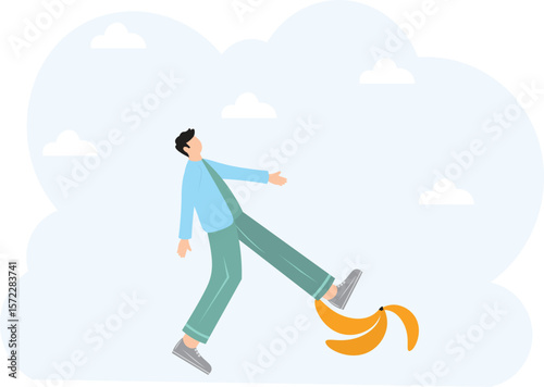 Avoid business mistake or failure, protect from accident or pitfall, insurance or warning in business risk and support in crisis concept. character life .
