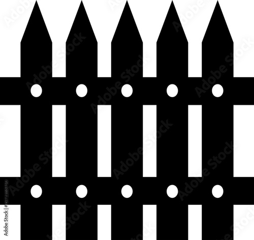 Wooden Fence Icon. Classic Garden Fencing Symbol. Simple Wooden Fence cassic picket fence that embodies simplicity and security with its clean lines and rustic charm.collection of Garden fence wooden.