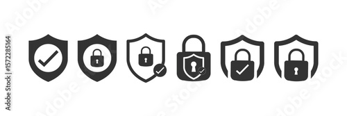 Security shield sign vector illustration, Lock security icon, Set of security shield icons, security shields symbols with check mark and padlock, Shield security icon, Safety, protection sign
