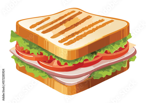 Delicious Toasted Sandwich with Various Fillings - Vector Illustration