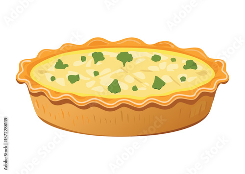 Rustic Quiche with Golden Crust - Vector Illustration