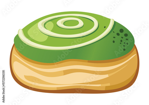 Green Swirl Flavored Dessert Tart - Vector Illustration