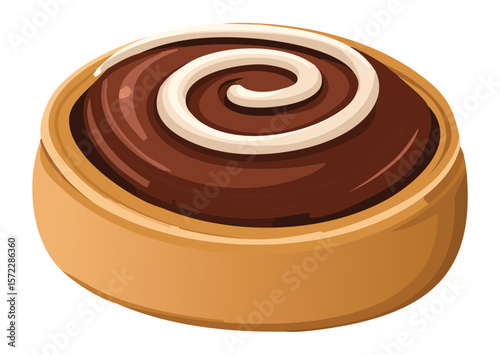 Delicious Chocolate Cinnamon Roll Tart - Vector Illustration