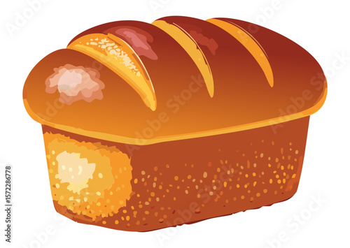 Classic Long Bread Loaf Scoring - Vector Illustration