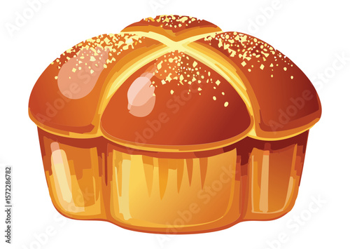 Artisanal Round Bread Loaf Scoring - Vector Illustration