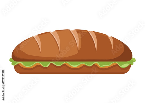 Healthy Green Sub Sandwich Loaf - Vector Illustration