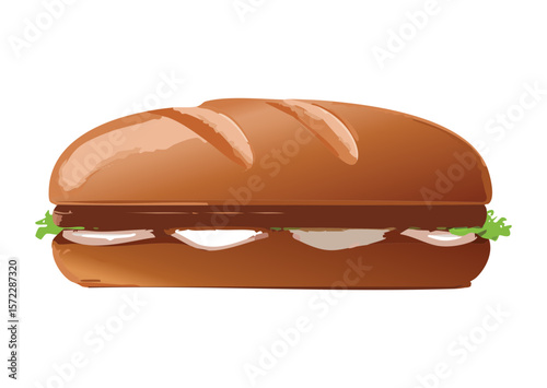  Fresh Deli Sandwich with White Filling - Vector Illustration