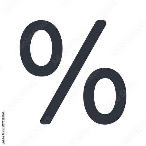 Simple black percentage icon in bold vector design