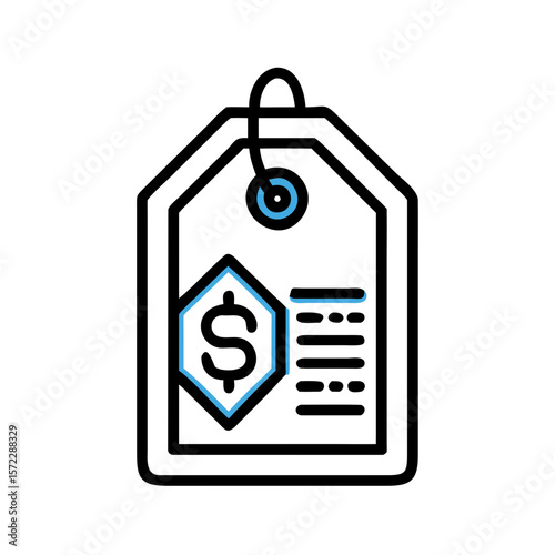 Price tag icon with dollar sign and text lines