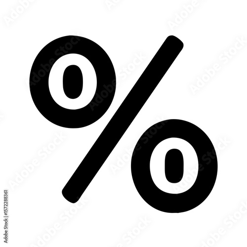 Thick black percentage icon in minimal vector style