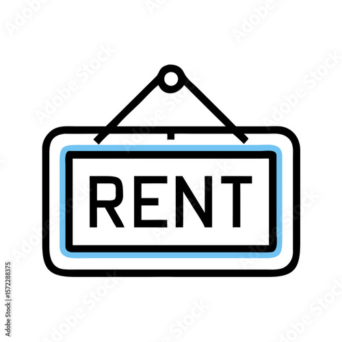Rent hanging sign icon in modern outline style