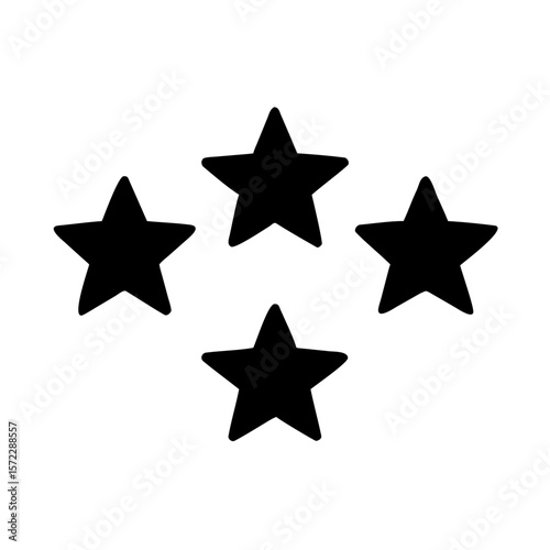 Black five-star rating icon in silhouette style