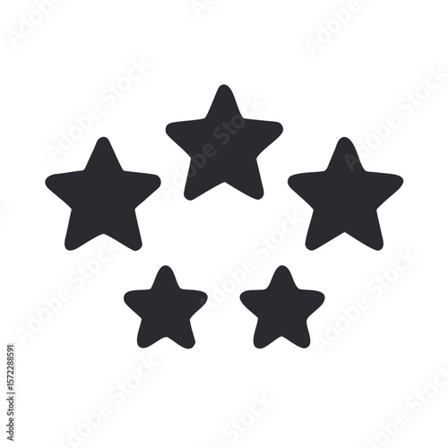 Five black stars icon in flat minimal style