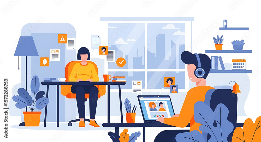 Online Video Conference Meeting Remote Work Collaboration. Online Video Conference Meeting Remote Work Collaboration.