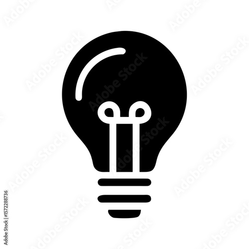 Black lightbulb icon in silhouette style