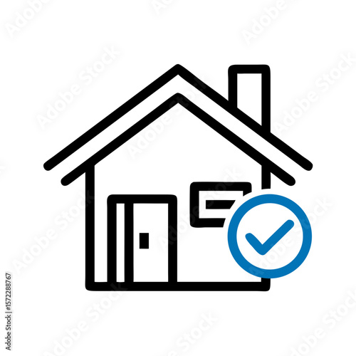 House with checkmark icon in bold outline style