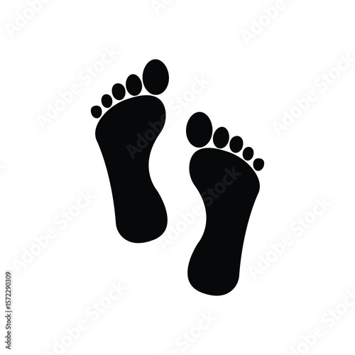 Black silhouette footprint icon vector. Human footprint icon.