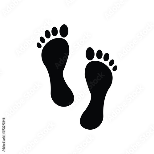 Black silhouette footprint icon vector. Human footprint icon.