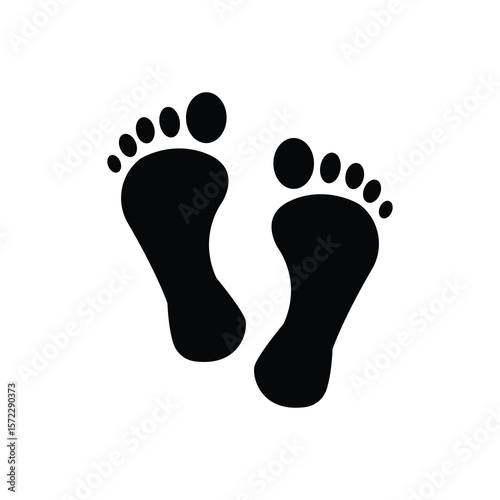 Black silhouette footprint icon vector. Human footprint icon.