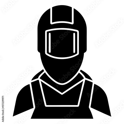 Welder wearing protective gear uniform silhouette vector illustration