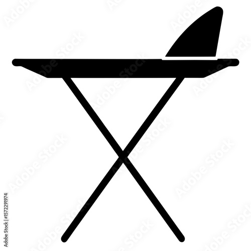 Ironing board with iron rest silhouette vector illustration