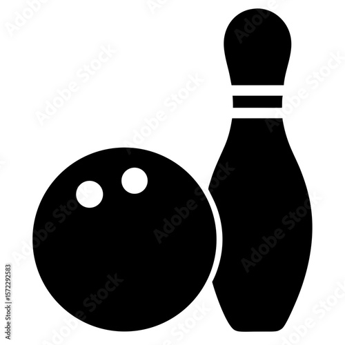 Bowling ball and pin black simple silhouette vector illustration