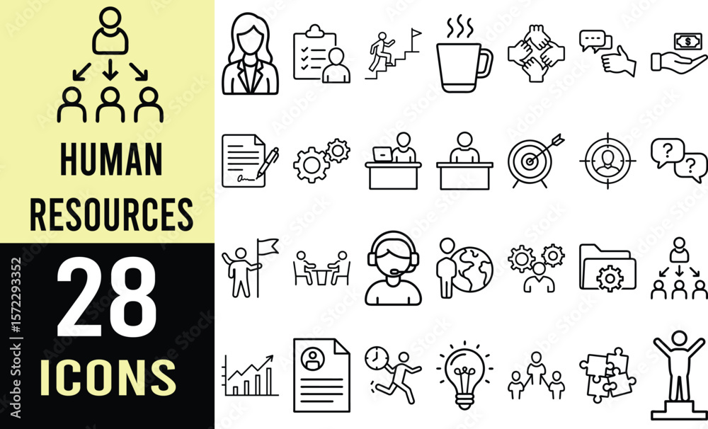 Fototapeta premium Professional Business Icons: Management, Teamwork, Strategy, and Growth Symbols