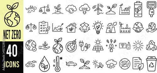Extensive Collection of Eco-Friendly, Sustainability-Themed Line Icons for Projects