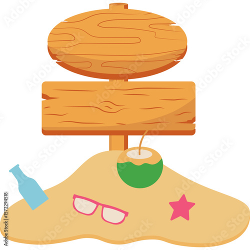 Summer Beach Sign Illustration