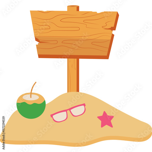 Summer Beach Sign Illustration