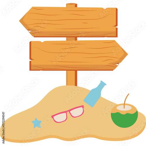 Summer Beach Sign Illustration