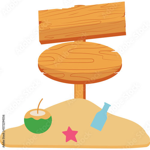 Summer Beach Sign Illustration