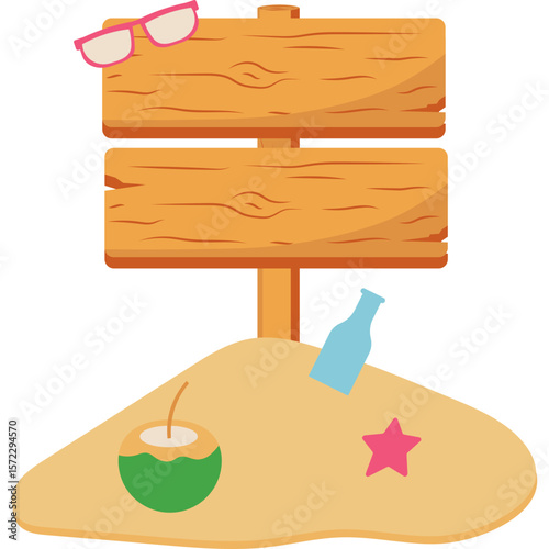 Summer Beach Sign Illustration