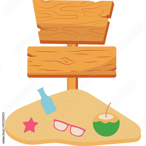 Summer Beach Sign Illustration