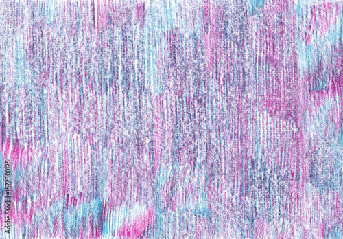 Textured background filled with vertical strokes. Drawing with colored pencils, pastels, chalk. Blue, pink, purple shades. White background. Colors change chaotically. Lighter, darker, more saturated.