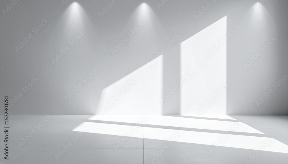 Fototapeta premium Abstract white background with white light and grey shadow empty light interior with copy space for creative studio backdrop project 