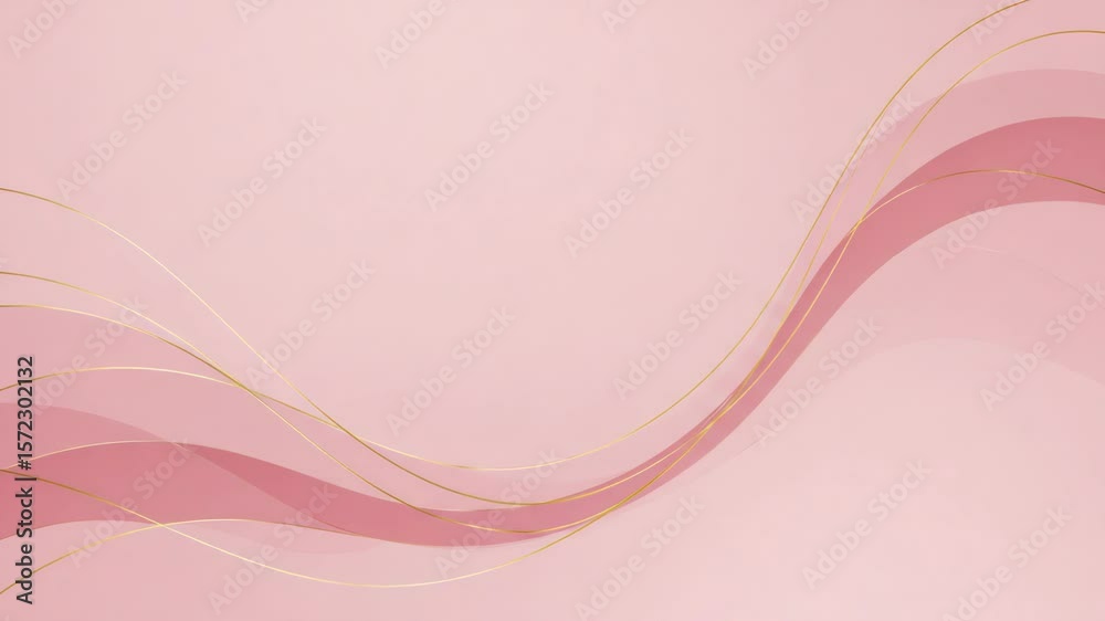Elegant pink and gold abstract background with flowing wave design